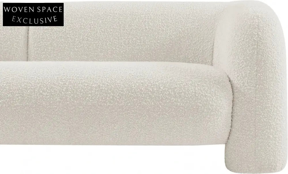Elegant Boucle Fabric Modern Wooden Sofa – Luxury Carved Living Room Seating