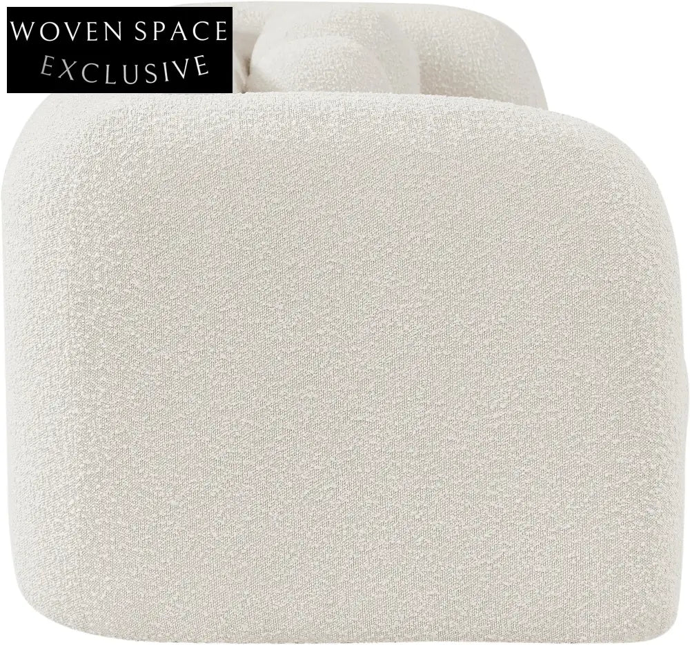 Elegant Boucle Fabric Modern Wooden Sofa – Luxury Carved Living Room Seating