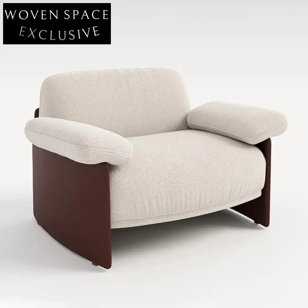 Elegant Boucle Upholstered Solid Wood Relaxing Lounge Armchair