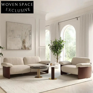 Elegant Boucle Upholstered Solid Wood Relaxing Lounge Armchair