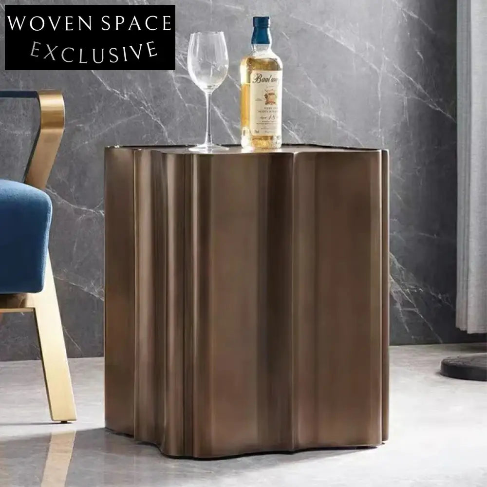 Elegant Brass Finish Stainless Steel Modern Side Coffee Table for Home