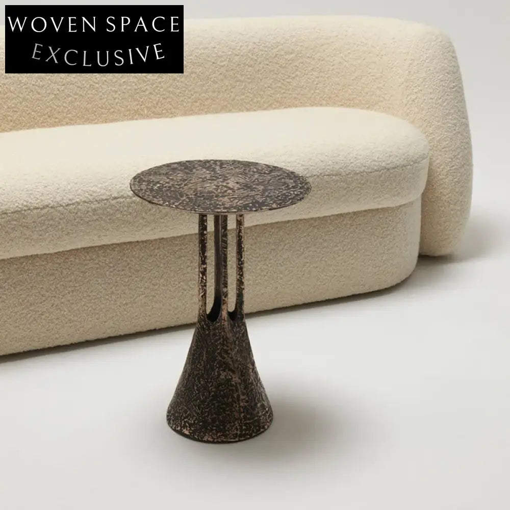 Elegant Bronze Metal Round Side Table, Modern Living Room Coffee Table