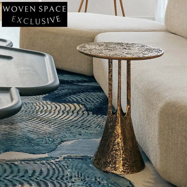 Elegant Bronze Metal Round Side Table, Modern Living Room Coffee Table