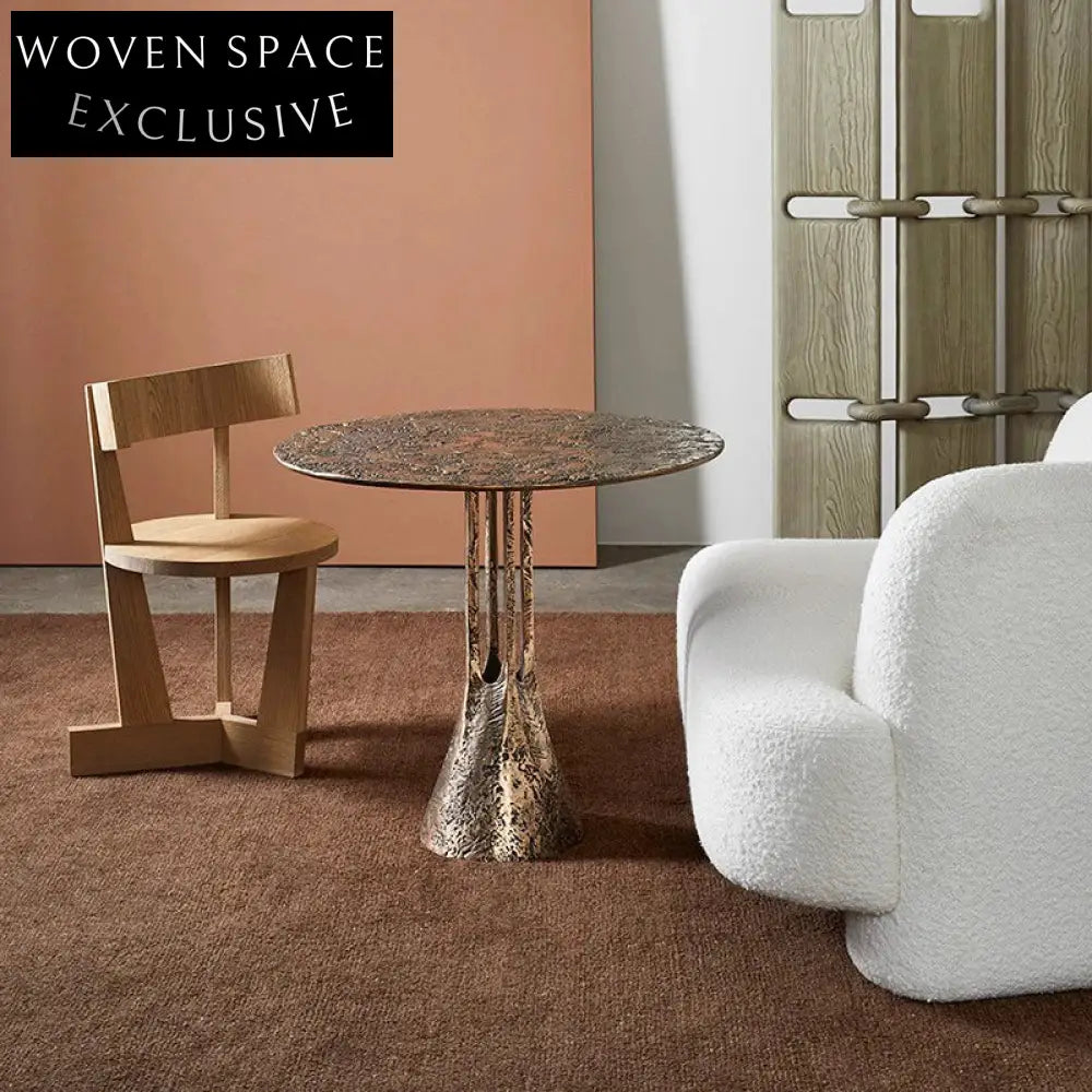 Elegant Bronze Metal Round Side Table, Modern Living Room Coffee Table