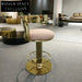 Elegant Brushed Gold Stainless Steel High Back Velvet Swivel Bar Stool Chair