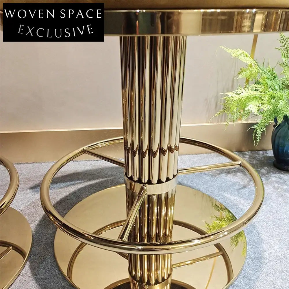 Elegant Brushed Gold Stainless Steel High Back Velvet Swivel Bar Stool Chair