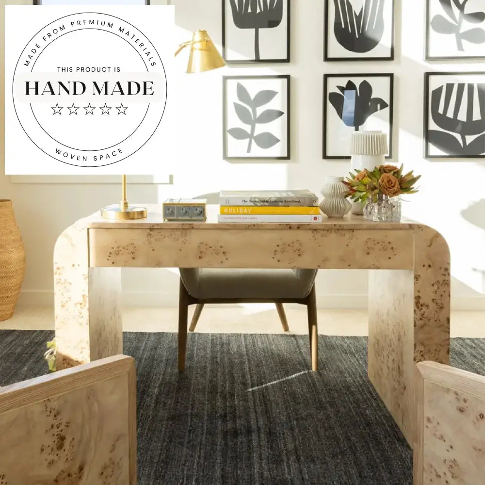 Elegant Burl Solid Wood Modern Nordic Executive Office Writing Desk