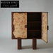 Elegant Burl Veneer 2-Door Solid Wood High Sideboard Wine Storage Cabinet