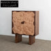 Elegant Burl Veneer 2-Door Solid Wood High Sideboard Wine Storage Cabinet