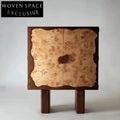 Elegant Burl Veneer 2-Door Solid Wood High Sideboard Wine Storage Cabinet