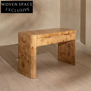 Elegant Burl Wood Finish Solid Wood Dressing Table with Drawer