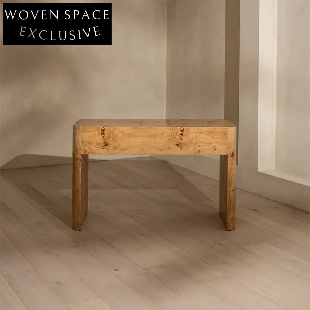 Elegant Burl Wood Finish Solid Wood Dressing Table with Drawer