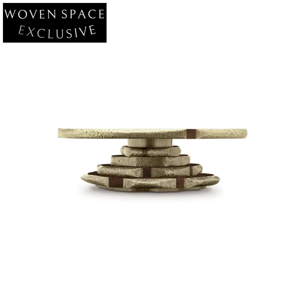 Elegant Burl Wood & Golden Metal Legs Modern Luxury Oval Coffee Table