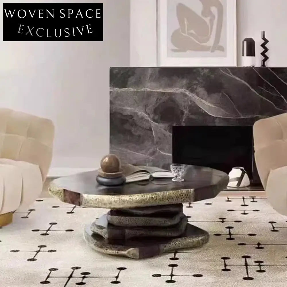 Elegant Burl Wood & Golden Metal Legs Modern Luxury Oval Coffee Table