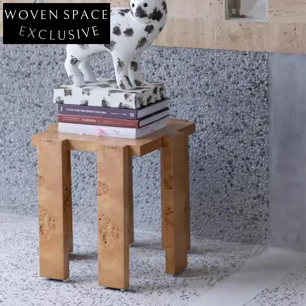 Elegant Burl Wood Square Coffee Table Modern Solid Side Living Room Furniture