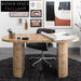 Elegant Burl Wood Veneer Home Office Desk with Luxury Solid Wood Design