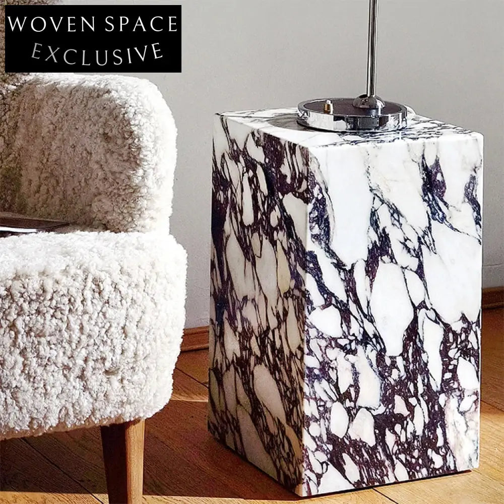 Elegant Calacatta Viola Marble Plinth Rectangle Modern Living Room Coffee Table
