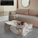 Elegant Calacatta Viola Marble Plinth Rectangle Modern Living Room Coffee Table