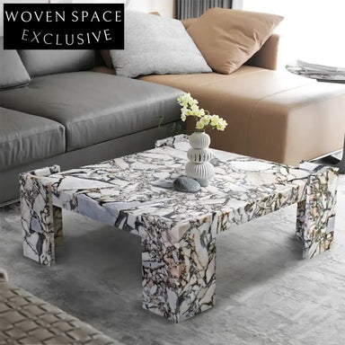 Elegant Calacatta-Viola Marble Square Modern Living Room Coffee Table with Nordic Design