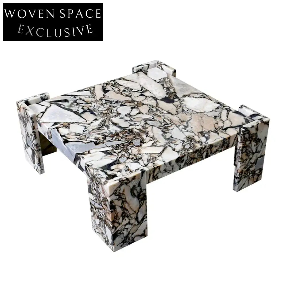 Elegant Calacatta-Viola Marble Square Modern Living Room Coffee Table with Nordic Design