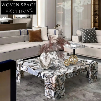 Elegant Calacatta-Viola Marble Square Modern Living Room Coffee Table with Nordic Design