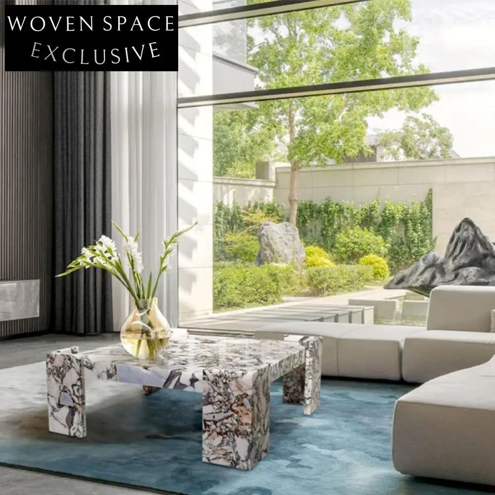 Elegant Calacatta-Viola Marble Square Modern Living Room Coffee Table with Nordic Design