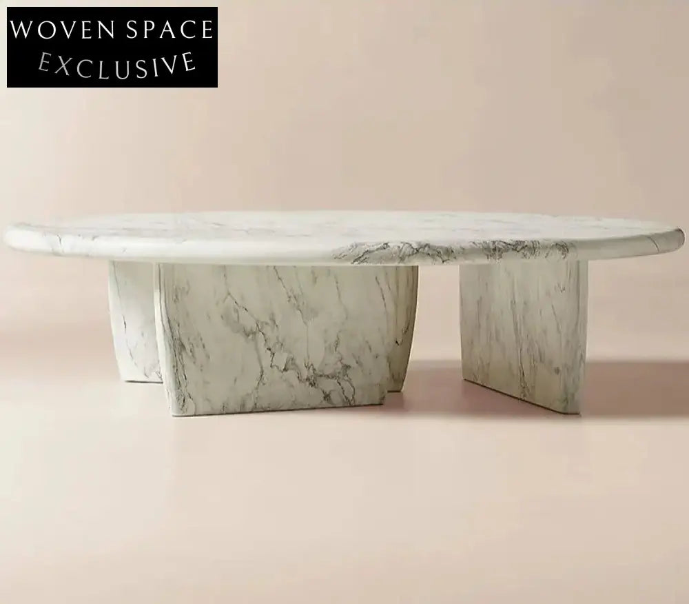 Tostone Elegant Carrara White Marble Rectangle Coffee Table for Living Room