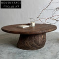 Elegant Carved Solid Wood Round Living Room Modern Design Coffee Table