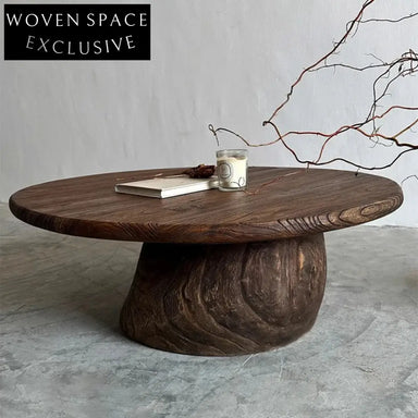 Elegant Carved Solid Wood Round Living Room Modern Design Coffee Table