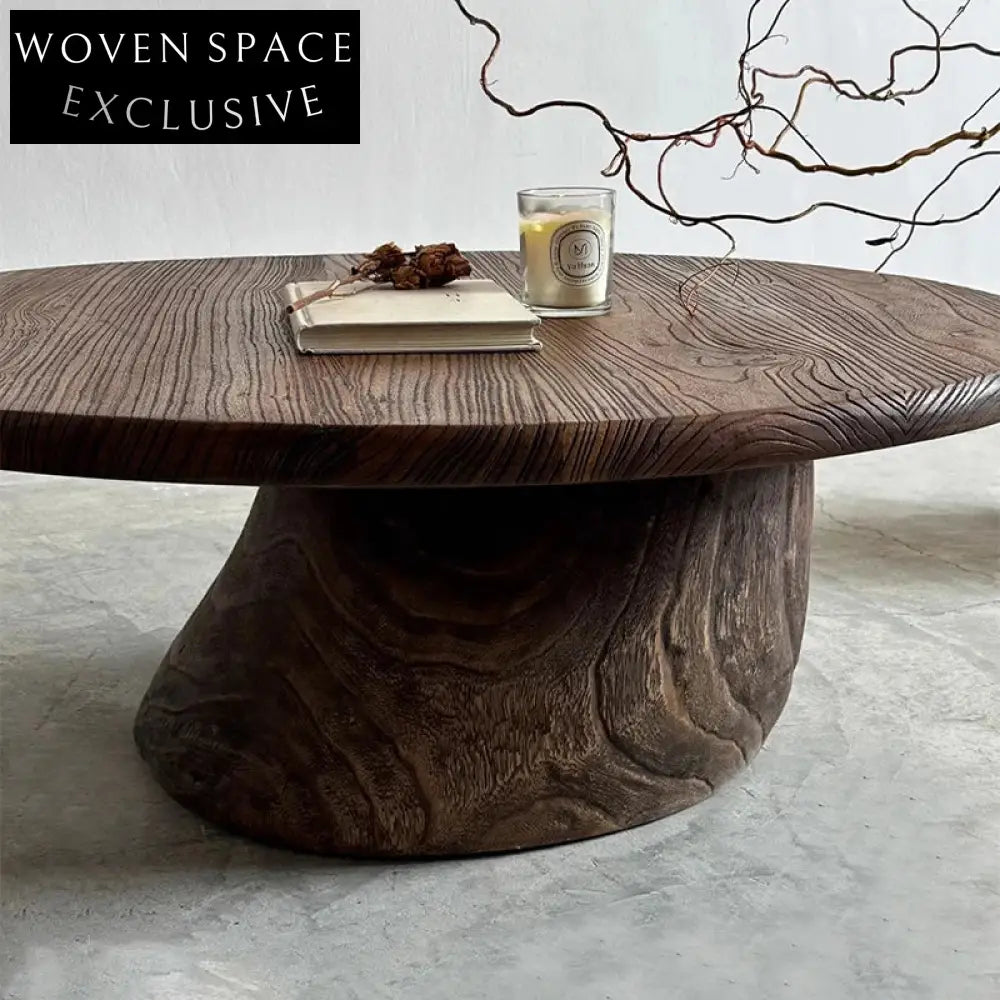 Elegant Carved Solid Wood Round Living Room Modern Design Coffee Table