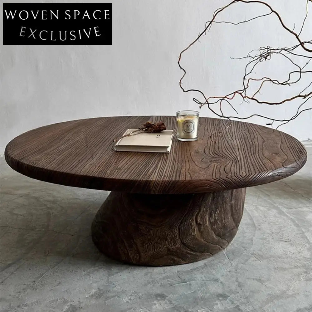 Elegant Carved Solid Wood Round Living Room Modern Design Coffee Table