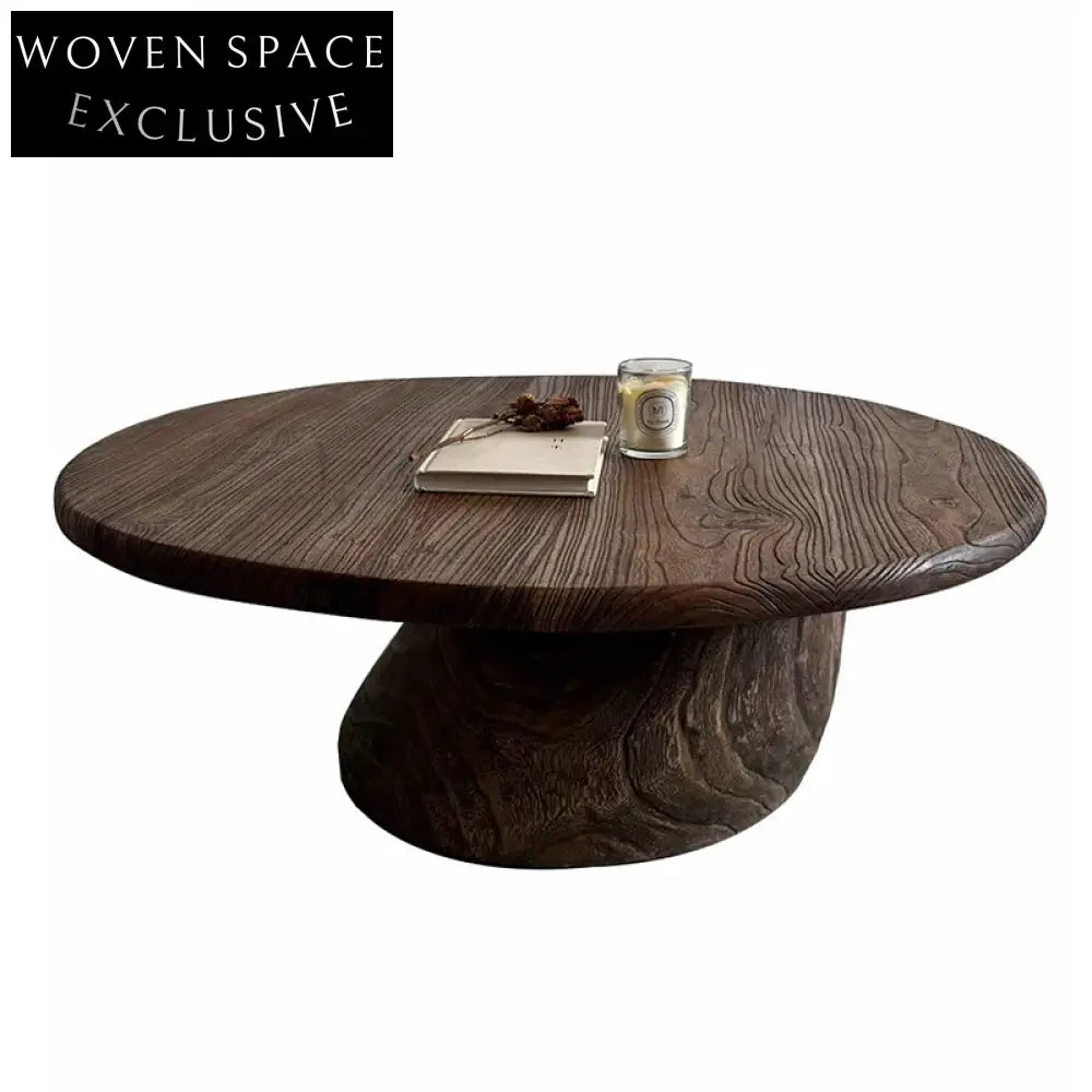 Elegant Carved Solid Wood Round Living Room Modern Design Coffee Table