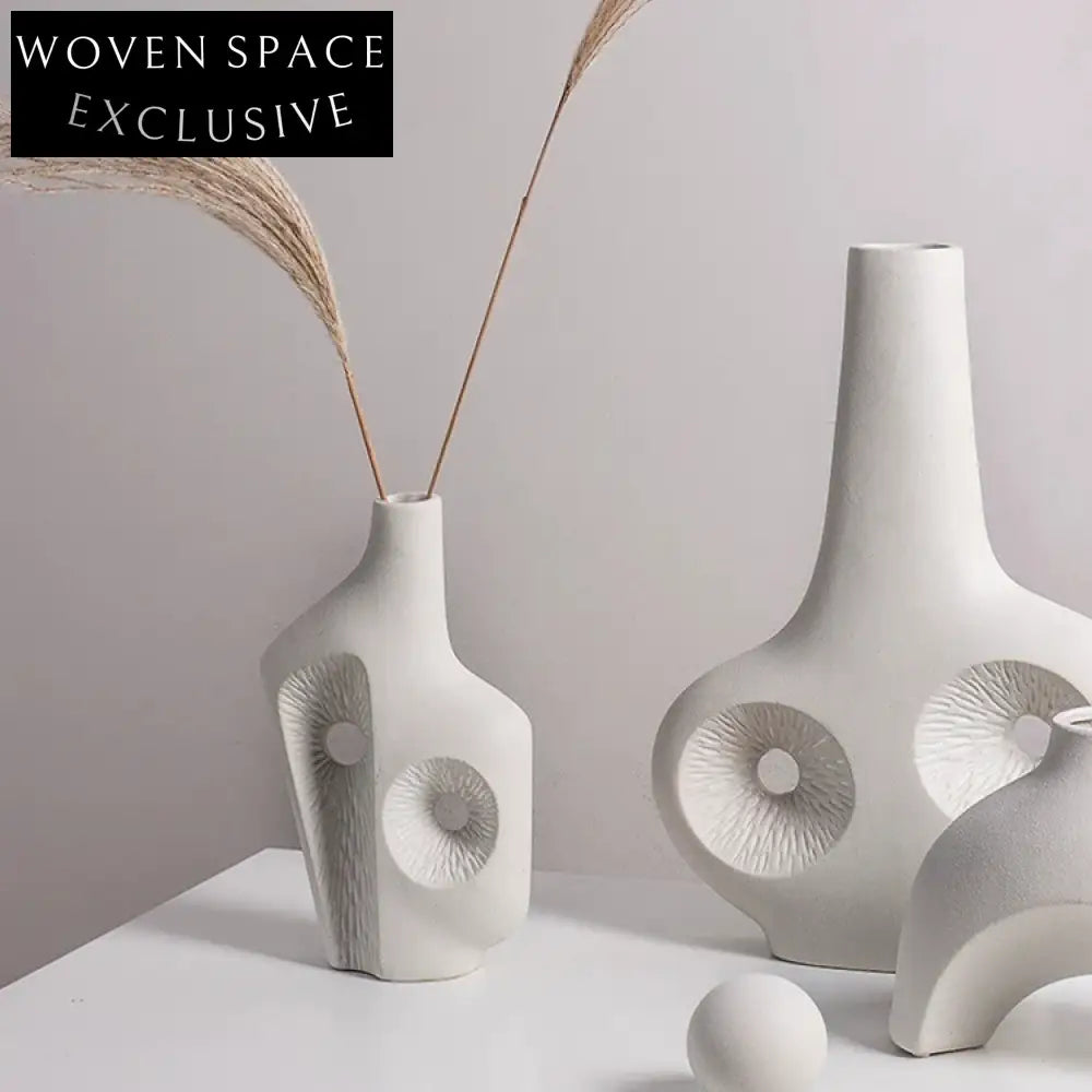 Elegant Ceramic Abstract Art Vase, Modern Home Decor, Unique TV Cabinet Ornament