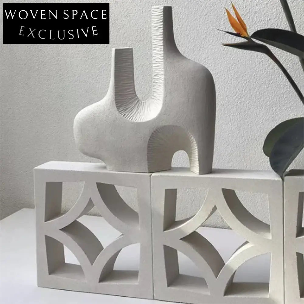 Elegant Ceramic Abstract Art Vase, Modern Home Decor, Unique TV Cabinet Ornament