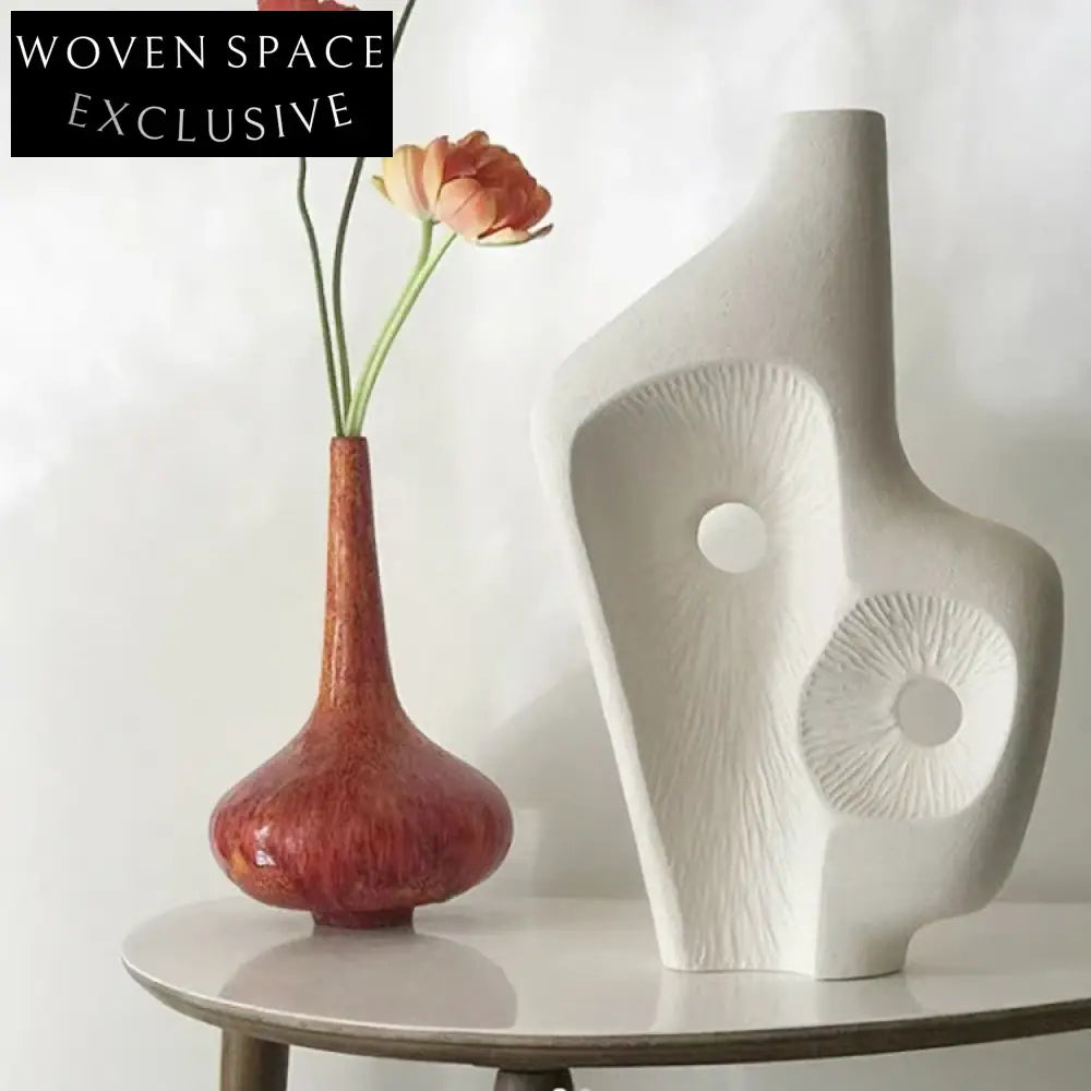 Elegant Ceramic Abstract Art Vase, Modern Home Decor, Unique TV Cabinet Ornament