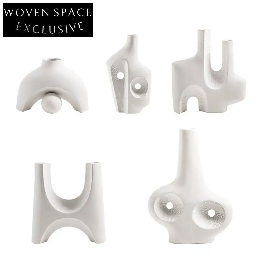 Elegant Ceramic Abstract Art Vase, Modern Home Decor, Unique TV Cabinet Ornament