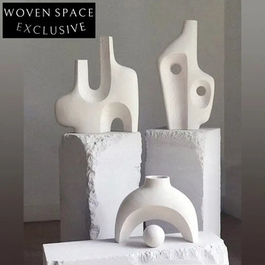 Elegant Ceramic Abstract Art Vase, Modern Home Decor, Unique TV Cabinet Ornament