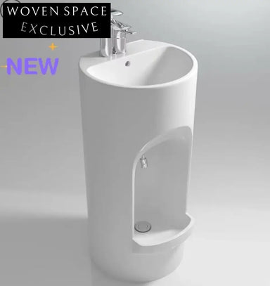Elegant Ceramic Pedestal Wudu Ablution Hand & Foot Washing Basin