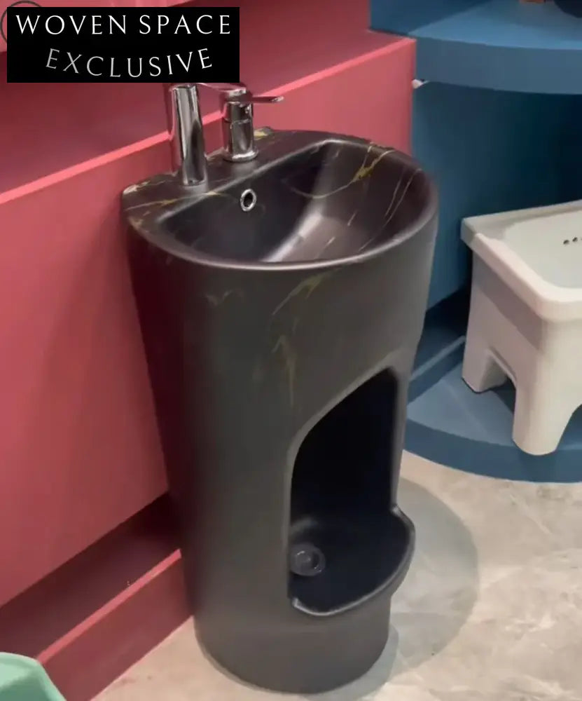 Elegant Ceramic Pedestal Wudu Ablution Hand & Foot Washing Basin