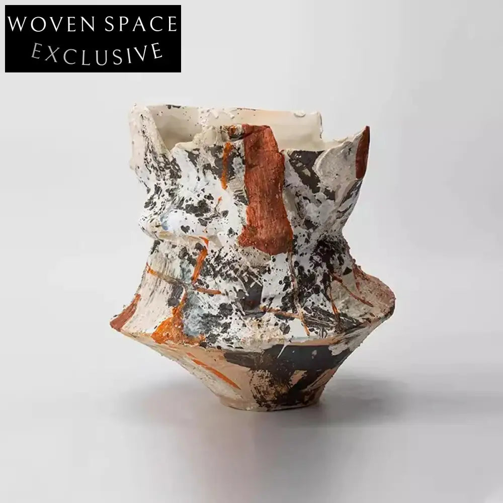 Elegant Ceramic Splash-ink Design Decorative Modern Tabletop Flower Vase