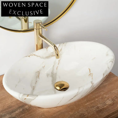 Elegant Ceramic Vessel Sink with Marble Design for Modern Bathrooms