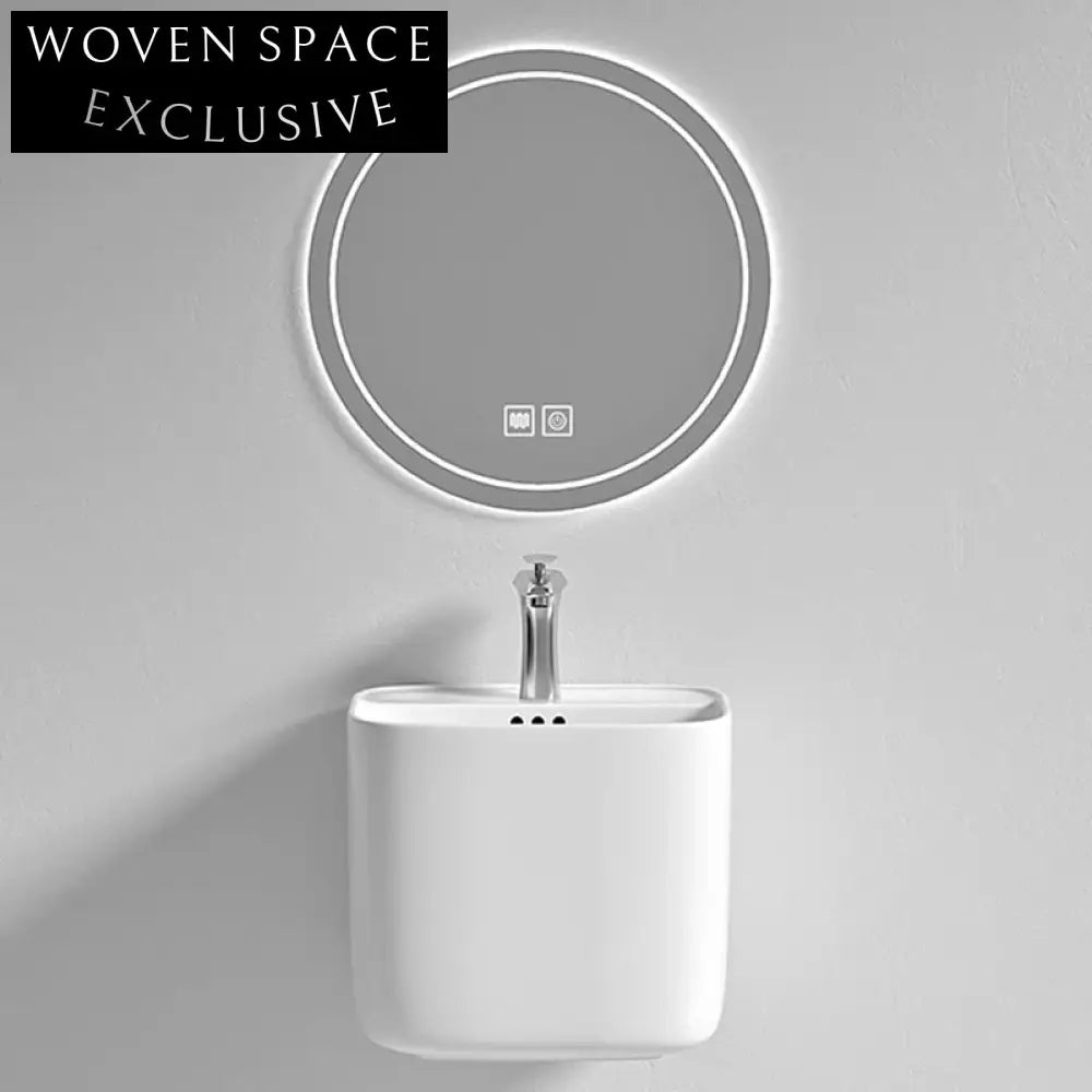 Elegant Ceramic Wall Mount Bathroom Sink, Modern Italian Design White Finish