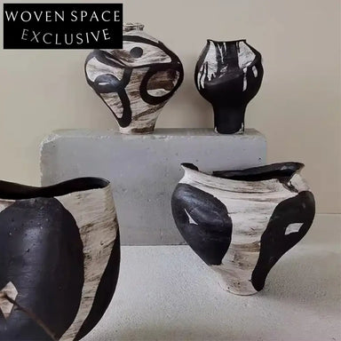 Elegant Chinese Ink Art Ceramic Vase Tabletop Decor Ornament