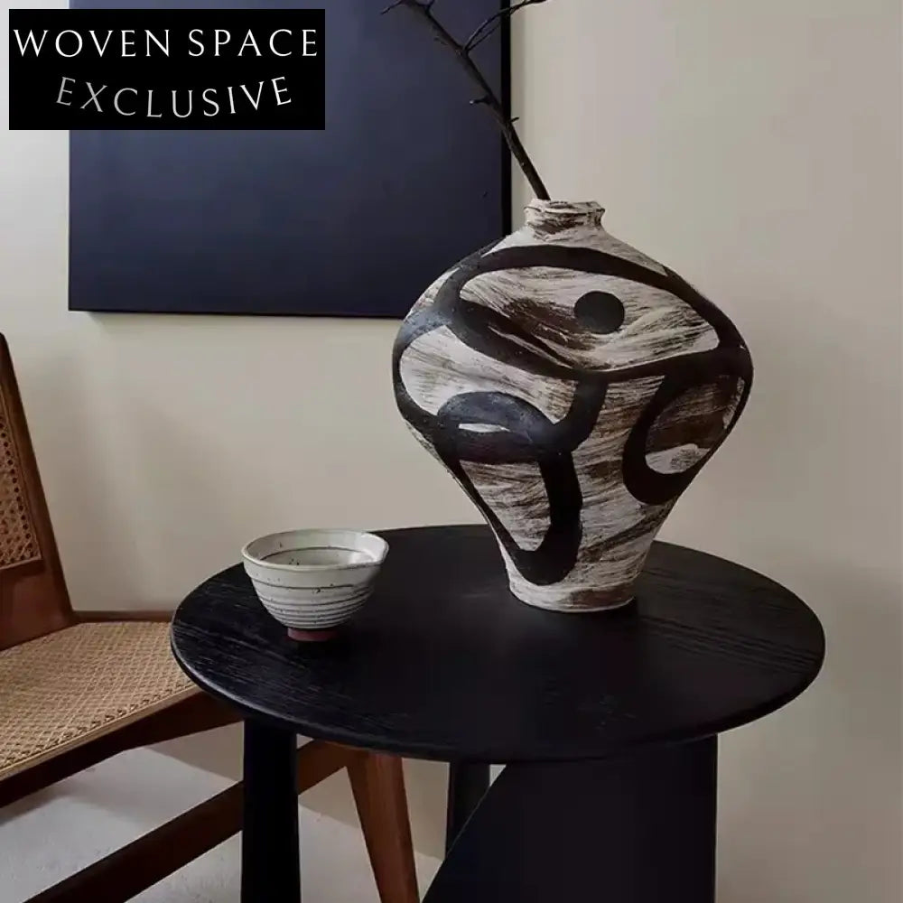 Elegant Chinese Ink Art Ceramic Vase Tabletop Decor Ornament