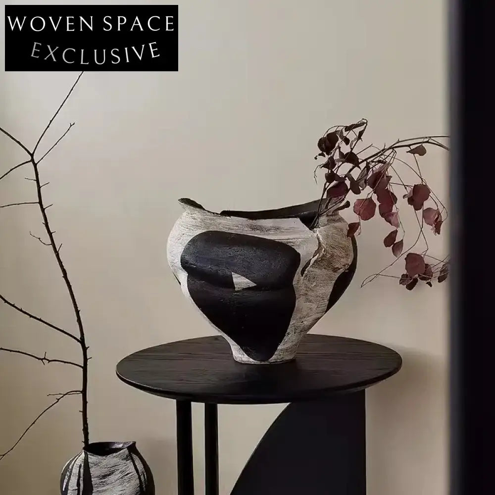 Elegant Chinese Ink Art Ceramic Vase Tabletop Decor Ornament