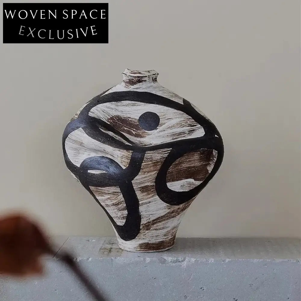 Elegant Chinese Ink Art Ceramic Vase Tabletop Decor Ornament