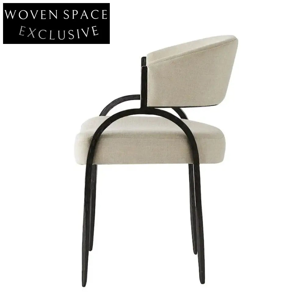 Elegant Chinese Style Fabric Armrest Dining Chair for Home & Hotel