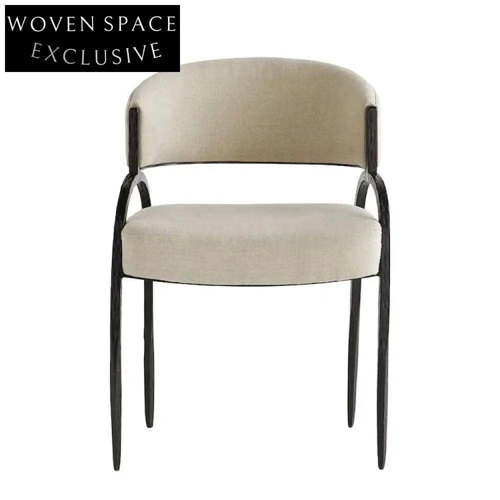 Elegant Chinese Style Fabric Armrest Dining Chair for Home & Hotel