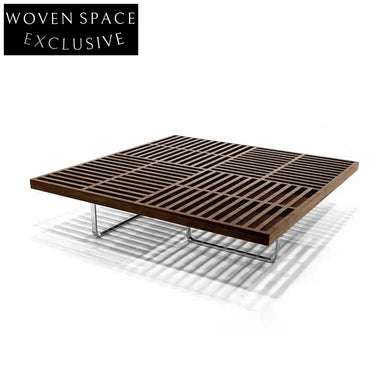 Elegant Chinese Style Solid Ash Wood Top Stainless Steel Living Room Coffee Table