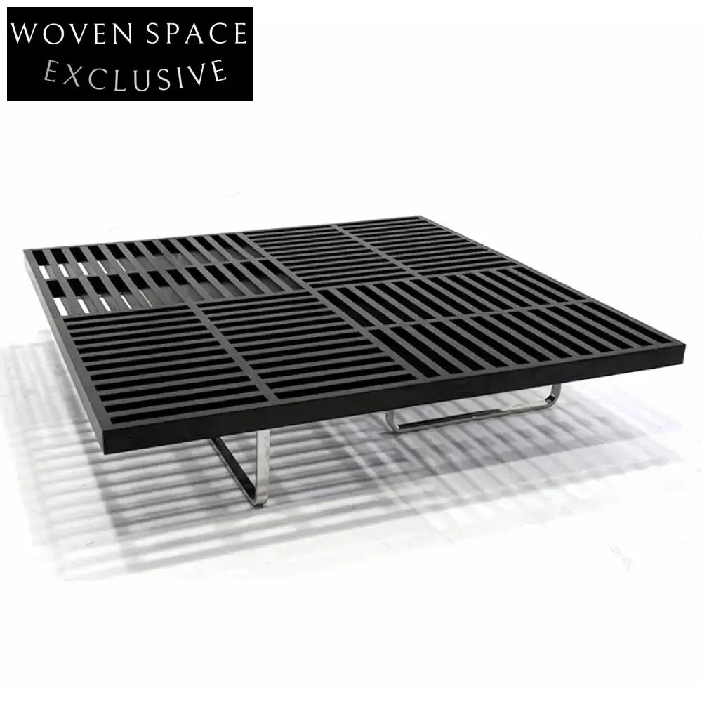 Elegant Chinese Style Solid Ash Wood Top Stainless Steel Living Room Coffee Table